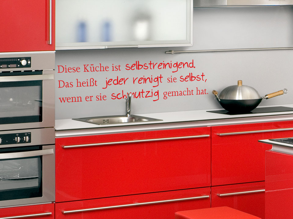 Wandtattoo selbstreinigende küche, denn jeder reinigt sie selbst!