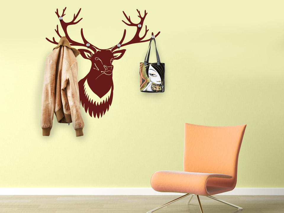 Wandtattoo Geweih Hirsch Garderobe als Hirschgeweih