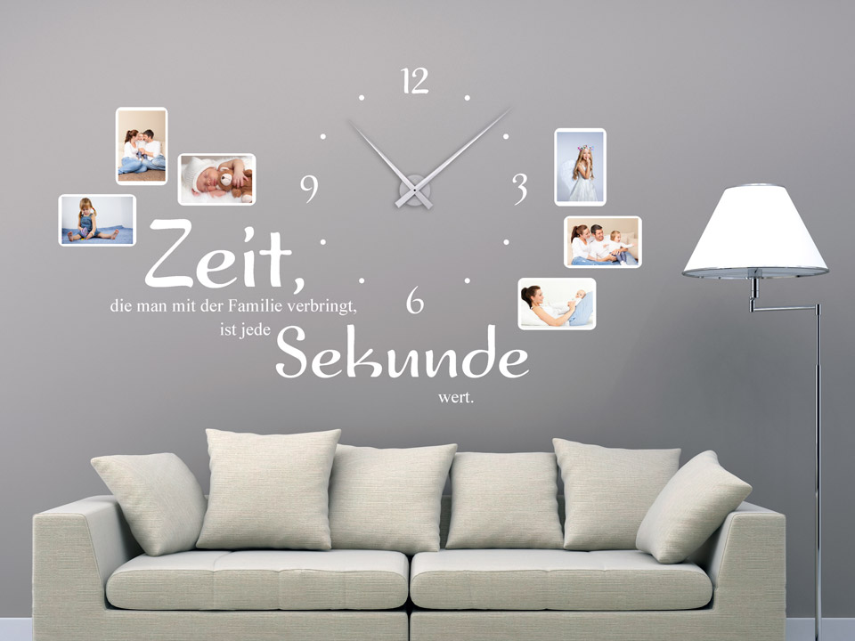 Wandtattoo Uhr Zeit, die man mit der Familie verbringt, ist jede Sekunde wert.