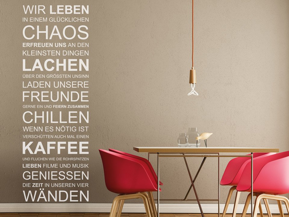Gesundheit ist der größte reichtum. Wandtattoo Chaos, Lachen, Freunde Wandtattoos Spruch Banner