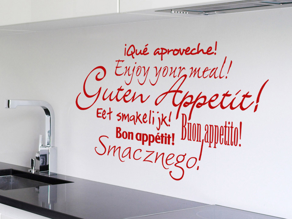 Wandtattoo Guten Appetit in verschiedenen Sprachen