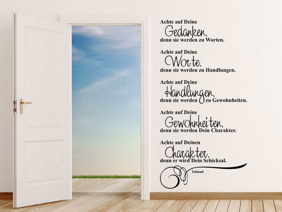 Wandtattoo Achte auf deine Gedanken denn Sie Werden zu Worten