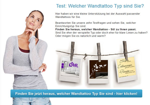 Wandtattoo Beratung mit Testfragen als Entscheidungshilfe