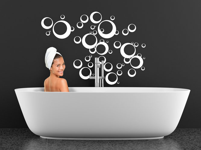 Wellness Dekor über der Badewanne: Seifenblasen Wandtattoo