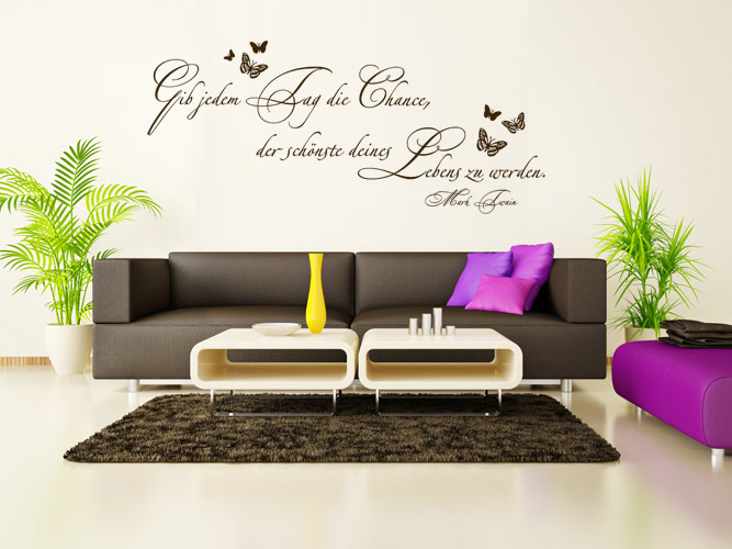 Wandtattoo Spruch ber dem Sofa