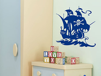Wandtattoo Piraten in blau