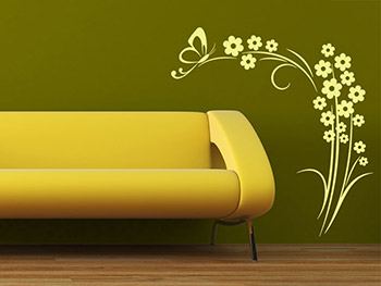 Wandtattoo Blumenranke im farbigen Ambiente