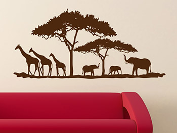 Giraffen und Elefanten als Wandaufkleber