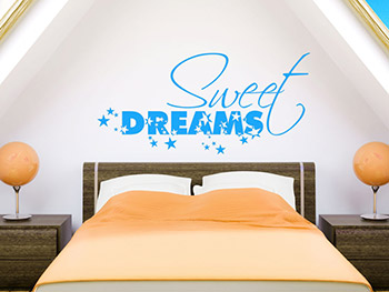 Sweet Dreams Wandaufkleber in Farbe ber dem Bett