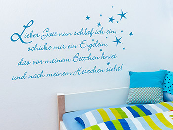 Wandtattoo Gute-Nacht-Gebet fr Jungs als Motiv ber dem Bett