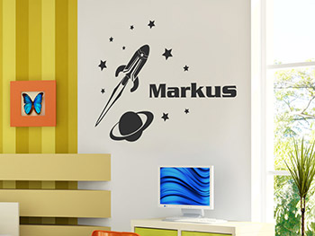 Wandtattoo Weltraum Rakete als tolles Kinder Motiv