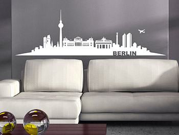 Berlin Wandtattoo Skyline in stylischem wei