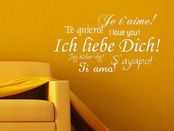 Ich liebe Dich: Wandwrter auf gelber Wand