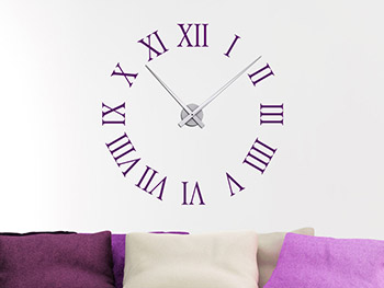 Rmische Zahlen Wanduhr in violett