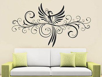 Wandtattoo Phnix Ornament stylisch ber der Couch