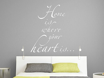 Home Wandtattoo Spruch in weiss im Schlafzimmer