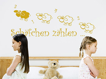 Schfchen zhlen Wandtattoo ber dem Bett