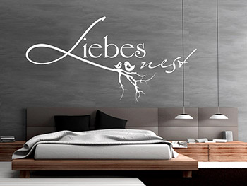 Originelles Liebenest Wand Tattoo in wei
