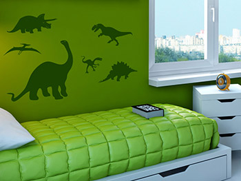 Wandtattoos Dinos neben dem Bett