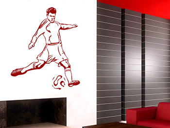 Fuballer Wandaufkleber in rot