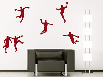 Wandsticker Handballspieler in rot