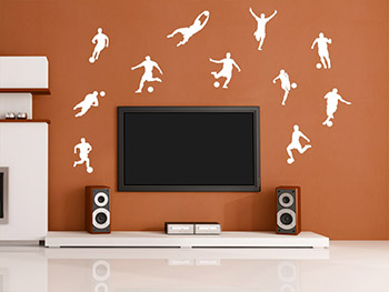 Fuball Elf Wandtattoo mit elf weien Fuballern
