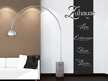 Spruch Wandbanner Zuhause... im Wohnzimmer
