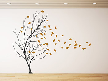 Zweifarbiger Wandtattoo Bltter Baum im Flur
