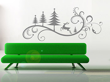 Weihnachtsornament mit Tannen als Wandtattoo