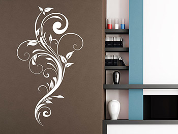 Wandtattoo Ranke in wei auf brauner Wand