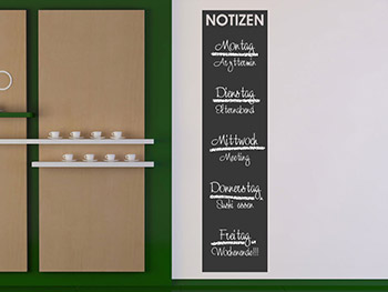 Notizen Tafelfolie als Wochenplaner im Flur
