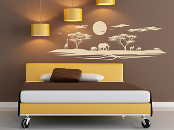 Wandtattoo Elefanten in Afrika im Schlafzimmer