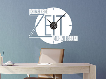 Wandtattoo Uhr mit Schriften in Farbe