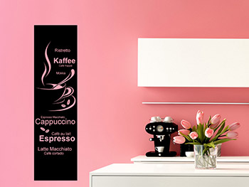 Kchen Wandbanner Kaffee auf rosa Wand