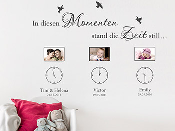 Wandtattoo Fotorahmen Momente mit Uhren