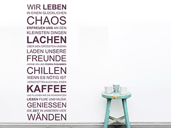Wandtattoo Spruch Banner ber Chaos, Lachen, Freunde