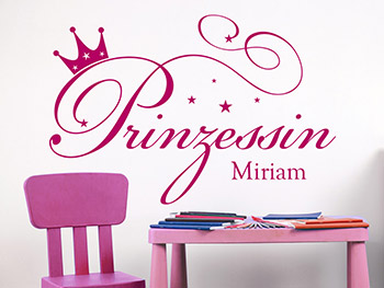 Wandtattoo Prinzessin Schriftzug individuell mit eigenem Namen
