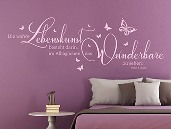 Wandtattoo Zitat in Rosa- und Violett-Tnen holte das Wunderbare ins Alltgliche
