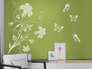 Wandtattoo Schne Ranke fr Ecken auf einer grnen Wand