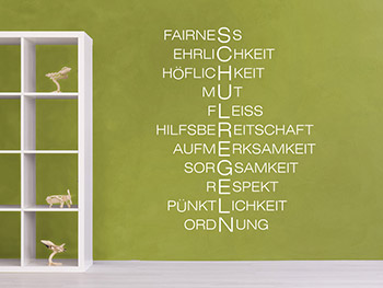 Wandtattoo Regeln fr die Schule auf grner Wand