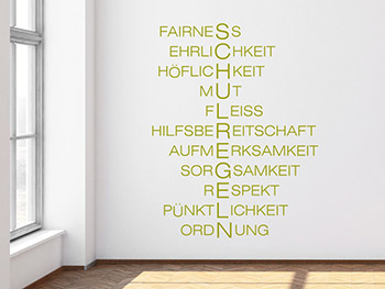 Wandtattoo Regeln fr die Schule mit bunter Schrift