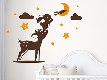 Wandtattoo Rehkitz und ser Hase im Babyzimmer