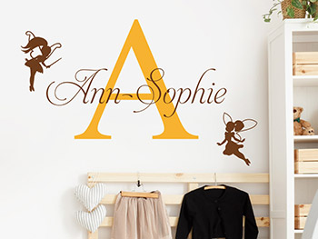 Wandtattoo Anfangsbuchstabe mit Name im Mdchenzimmer