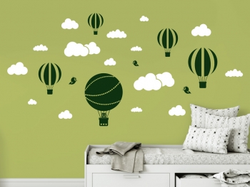 Wandtattoo Himmel mit Fesselballons und weien Wolken