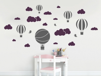 Wandtattoo Himmel mit Fesselballons im Mdchenzimmer
