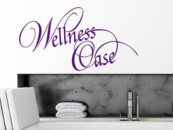 Wandtattoo Wellness Oase violett und leicht gedreht