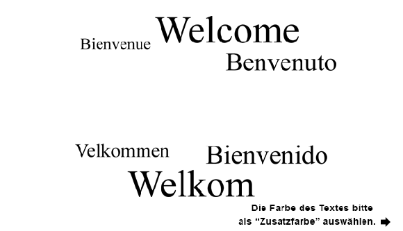 Wandtattoo Willkommen, Bienvenue, Welcome Motivansicht
