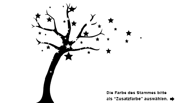 Wandtattoo Baum mit fliegenden Sternen Motivansicht