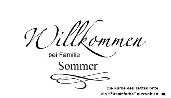 Wandtattoo Willkommen Schriftzug mit Familienname Motivansicht