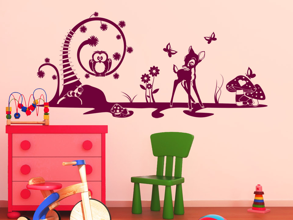 Wandtattoo Märchen Motive mit süßem Reh fürs Kinderzimmer